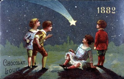 1882 से क्रोमोलिथोग्राफी चॉकलेट लुइट। बच्चे तारे के प्रकट होने पर एक इच्छा करते हैं। द्वारा अज्ञात कलाकार