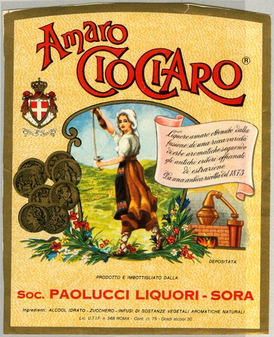 Ciociaro Amaro शराब विज्ञापन (क्रोमोलिथोग्राफी, 19वीं सदी के अंत में) द्वारा अज्ञात कलाकार
