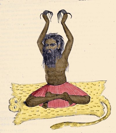 संस्कृति, सभ्यता और भारतीय समाज: लंबे नाखूनों वाला एक फकीर (फकीर) का चित्र, भारत। द्वारा अज्ञात कलाकार