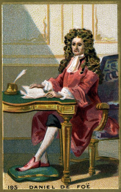 डेनियल डी फो या डेफो (1660 - 1731) अंग्रेजी लेखक और पैम्फलेटेरियन। 19 वीं शताब्दी की क्रोमोलिथोग्राफी। द्वारा अज्ञात कलाकार