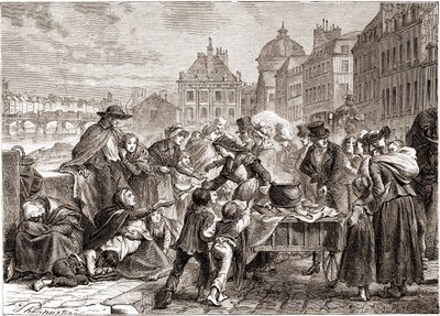 1820 के आसपास भूखे किसानों को भोजन का वितरण - हेनरी मार्टिन द्वारा "" L'Histoire de France"" में द्वारा अज्ञात कलाकार