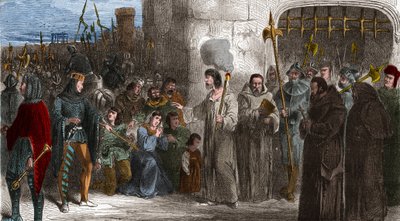 Enguerrand de Marigny (१२६०-१३१५) चेम्बरलेन और किंग फिलिप IV के मंत्री बेल १३१५ में यातना के लिए चलते हुए। पॉल लेहुगुर द्वारा "" हिस्टोइरे डी फ्रांस एन सेंट पेंटिंग्स में उत्कीर्णन "" १८९१ - एंगुएरैंड डी मारिग्नी (१२६०-१३१५) चेम्बरलेन औ द्वारा अज्ञात कलाकार