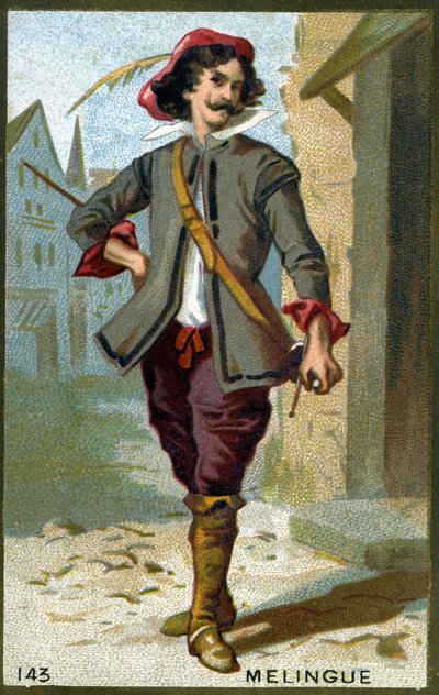 एटिने मारिन मेलिंग्यू (1808 - 1875), फ्रांसीसी अभिनेता जिन्होंने आर्टगन की भूमिका निभाई। 19 वीं शताब्दी की क्रोमोलिथोग्राफी। द्वारा अज्ञात कलाकार