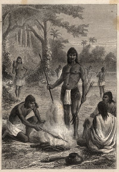 अलेक्जेंडर वॉन हंबोल्ट (1769-1859) और एमी बोनपलैंड (1773-1858) द्वारा अमेरिका के लिए अभियान (1799-1804): ओमागुआस इंडियंस (अमेज़ोनिया, पेरू) - "18 वीं शताब्दी के महान नाविक" से चित्रण द्वारा अज्ञात कलाकार