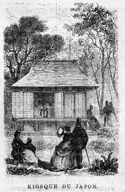 1867 में एक्सपोज़िशन यूनिवर्सेल डे पेरिस: द कियोस्क ऑफ़ जापान। द्वारा अज्ञात कलाकार