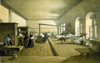 1855 के आसपास तुर्की के स्कूटरी के एक अस्पताल में फ्लोरेंस नाइटिंगेल (1820 - 1910) द्वारा अज्ञात कलाकार