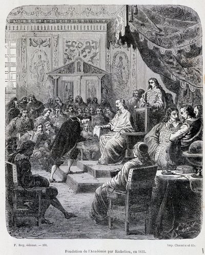Richelieu . द्वारा फ्रेंच अकादमी की स्थापना द्वारा अज्ञात कलाकार
