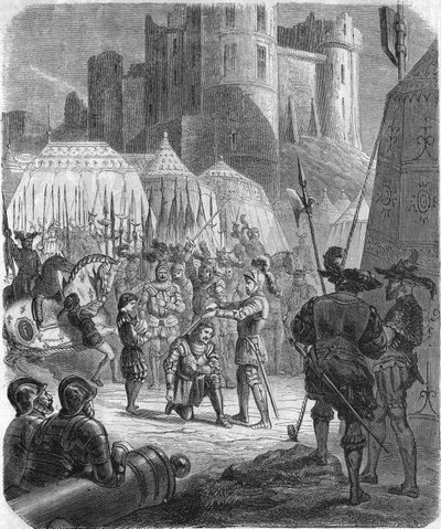 फ्रांस के फ्रांसिस प्रथम ने इटली के मैरिग्नानो की लड़ाई में जीत के बाद शेवेलियर बायर्ड द्वारा नाइट की उपाधि प्राप्त करने का अनुरोध किया द्वारा अज्ञात कलाकार