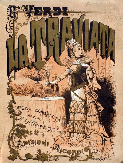 ग्यूसेप वर्डी (1813-1901) 19वीं सदी के निजी संग्रह द्वारा ओपेरा "ला ट्रैविटा" के स्कोर का फ्रंटस्पाइस द्वारा अज्ञात कलाकार