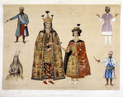 16 वीं और 17 वीं शताब्दी में जॉर्जियाई पोशाक बोर्ड: किंग इरकली (1744 - 1798), घोरघी एक्स (1687), राजकुमारी चार्टचेवडज़े (कैथरीन II 1780 के तहत जॉर्जिया के सेंट पीटर्सबर्ग में राजदूत), क्वीन मैरी (मिंग्रेली के डैडियन की बेटी उसके साथ) बेटा ओथिया 1 द्वारा अज्ञात कलाकार