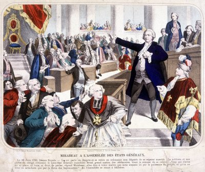 ऑनर गेब्रियल (ऑनर-गेब्रियल) रिक्वेटी, काउंट ऑफ मिराब्यू (1749-1791) एटैट्स गेनेल्स की सभा में: "जाओ और अपने स्वामी से कहो कि हम लोगों की शक्ति से यहां हैं और वे केवल हमसे ही लिए जाएंगे। संगीनों के बल से”” 23 को द्वारा अज्ञात कलाकार