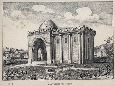हाउसिंग फ़ारसी - मिस्टर चार्ल्स गार्नियर द्वारा "1889 की सार्वभौमिक प्रदर्शनी में मानव निवास का इतिहास" में 1889 का उत्कीर्णन - लाइब्रेरी सेंट्रेल डेस बीक्स-आर्ट्स पेरिस 1889 द्वारा अज्ञात कलाकार