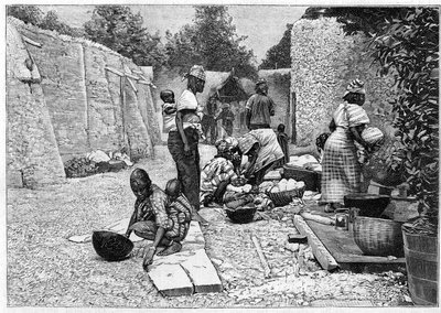 मानव चिड़ियाघर - चैंप डे मार्स (पेरिस) में पश्चिम अफ्रीका की नृवंशविज्ञान प्रदर्शनी द्वारा अज्ञात कलाकार