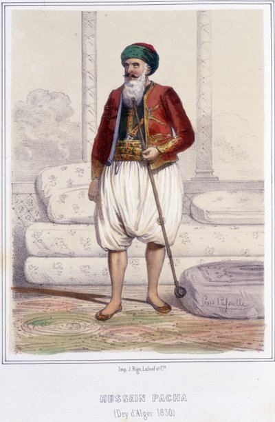 1818 से 1830 तक अल्जीयर्स के हुसैन पाशा, डे (ग्रैंड अंकल) जब फ्रांसीसी ने अल्जीयर्स को ले लिया। द्वारा अज्ञात कलाकार