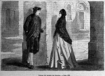 1872 से 'ले डायरी डू डिमांचे' में स्टेंडल द्वारा 'ला चार्ट्रेयूज़ डी पर्मा' के लिए चित्रण। द्वारा अज्ञात कलाकार