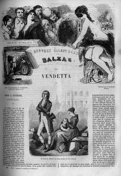होनोर डी बाल्ज़ाक (1799-1850) द्वारा उपन्यास "ला वेंडेट्टा" का चित्रण। द्वारा अज्ञात कलाकार