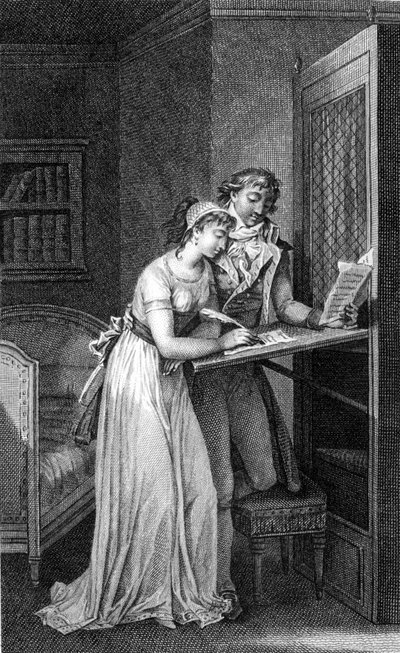चोडरलोस डी लैक्लोस (1741 - 1803) की पुस्तक "डेंजरस लाइजन्स" का चित्रण। 19 वीं शताब्दी की शुरुआत से उत्कीर्णन। द्वारा अज्ञात कलाकार