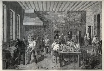 आभूषण: स्टील के गहने कारखाने। एडोल्फ बिटार्ड द्वारा 1885 से "लेस आर्ट्स एट मेटियर्स इलस्ट्रेट्स" में उत्कीर्णन। द्वारा अज्ञात कलाकार