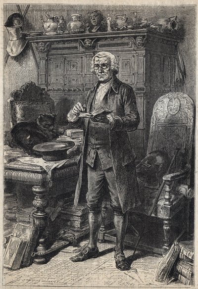 जोनाथन ओल्डेनबक (या एल्डिनबक) - वाल्टर स्कॉट (1771-1832) के उपन्यास "द एंटीक्वेरी" के लिए 19 वीं शताब्दी का चित्रण। द्वारा अज्ञात कलाकार