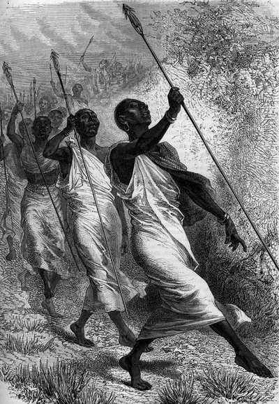 कब्बा रिघे (कब्बा-रिघे), औन्योरो के राजा (अफ्रीका में), और उनकी अगली कड़ी। "" ले जर्नल डे ला जेनेसे "" में उत्कीर्णन द्वारा अज्ञात कलाकार