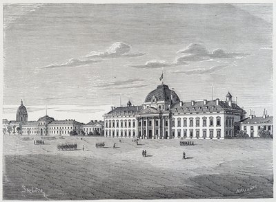 L'Ecole Militaire des Invalides Champ de Mars से देखा गया - उत्कीर्णन, c. 1830 द्वारा अज्ञात कलाकार