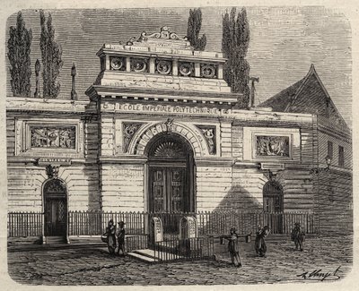 1873 में पेरिस में L'Ecole Polytechnique - "द वर्ल्ड इलस्ट्रियस" में 1873 की उत्कीर्णन द्वारा अज्ञात कलाकार