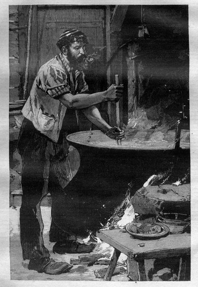 Gruyere पनीर का निर्माण - "ला साइंस फ़्रैन्काइज़" में उत्कीर्णन " द्वारा अज्ञात कलाकार