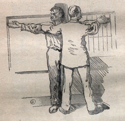 न्यायिक मानवमिति या बर्टिलोनेज, अल्फोंस बर्टिलन की विधि (1853-1914): हथियारों का बड़े पैमाने पर माप - "ला साइंस फ़्रैन्काइज़" में उत्कीर्णन द्वारा अज्ञात कलाकार