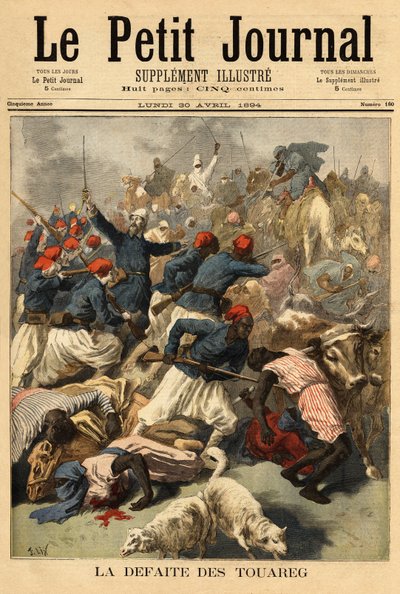 लेफ्टिनेंट कर्नल जोसेफ जोफ्रे (1852-1931), सूडान (फ्रांसीसी सूडान, वास्तविक माली) में फ्रांसीसी सेना के कमांडर, 23 मार्च 1894 को गोरो और फाटी की झीलों के बीच तुआरेग जनजाति "" टेंगेरेगुइफ "" को प्रस्तुत किया गया - लेफ्टिनेंट कर्नल जोसेफ  द्वारा अज्ञात कलाकार