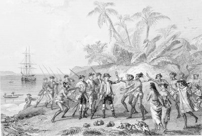 लुई एंटोनी, काउंट ऑफ़ बोगनविले (1729-1811) ताहिती में पहुंचे द्वारा अज्ञात कलाकार