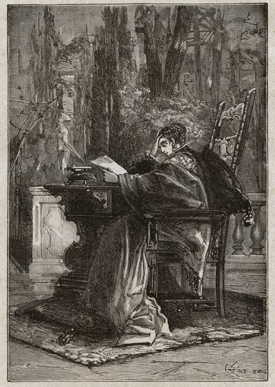 ल्यूक्रेस बोर्गिया (1480-1519) डाइंग हैंड टू लियोन एक्स (लियोन 10) (1475-1521) - ऑस्कर पियो द्वारा 'लुक्रेज़िया बोर्गिया'' से उत्कीर्णन - 1883 द्वारा अज्ञात कलाकार