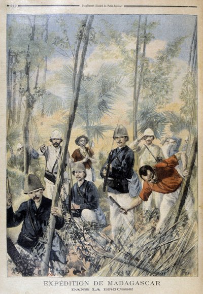 मेडागास्कर अभियान: झाड़ी में - "" ले पेटिटी जर्नल "में, अगस्त 1895 द्वारा अज्ञात कलाकार
