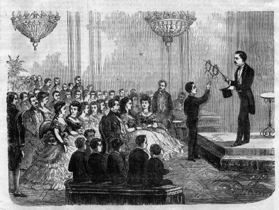 1870 में सम्राट नेपोलियन III (1808-1873) और उनके बेटे प्रिंस इंपीरियल (1856-1879) की उपस्थिति में महाशय फॉरे निकोले द्वारा दिया गया जादू शो द्वारा अज्ञात कलाकार