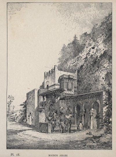 मैसन अराबे - मिस्टर चार्ल्स गार्नियर द्वारा "1889 की सार्वभौमिक प्रदर्शनी में मानव निवास का इतिहास" में 1889 का उत्कीर्णन - ललित कला पेरिस 1889 का केंद्रीय पुस्तकालय द्वारा अज्ञात कलाकार