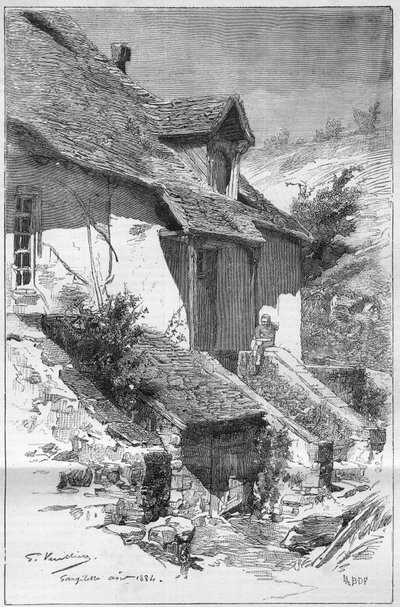 हाउस ऑफ़ जॉर्ज सैंड (औरोर ड्यूपिन, बैरोन ड्यूडेवेंट) (1804-1876), फ्रांसीसी लेखक, फ्रांस में क्रेयूज़ के तट पर गार्गिलिस (इंद्रे) में। "" ले मोंडे इलस्ट्रे "" में उत्कीर्णन द्वारा अज्ञात कलाकार