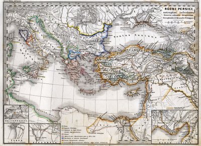 सिकंदर महान के शासनकाल के दौरान फारसी साम्राज्य का नक्शा। 1865 का एटलस। द्वारा अज्ञात कलाकार