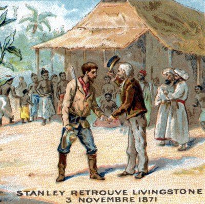 1871 में सर हेनरी मॉर्टन स्टेनली (1841-1904) और डेविड लिविंगस्टोन (1813-1873) के बीच बैठक द्वारा अज्ञात कलाकार