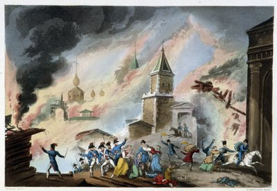 मॉस्को फायर, सितंबर 1812 - सदरलैंड, डबर्ग, लंदन द्वारा "" नेपोलियन युद्धों "" में द्वारा अज्ञात कलाकार