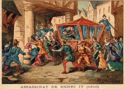 14 मई 1610 को हेनरी चतुर्थ की हत्या और रैविलैक की गिरफ्तारी। द्वारा अज्ञात कलाकार