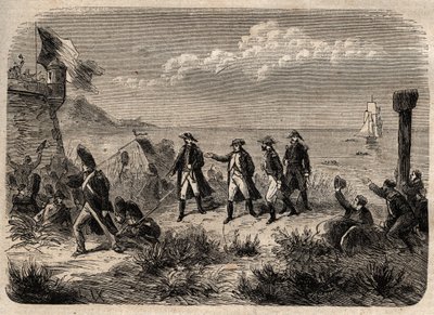 एल्बा से लौट रहा नेपोलियन - "" एल्बा द्वीप से नेपोलियन I की वापसी, 1 मार्च, 1815 को कान्स में उतरना """ डिक्शननेयर पॉपुलेयर इलस्ट्रियस "में उकेरा गया" - 1864 - जोसेफ डेसेम्ब्रे और एडमंड एलोनियर द्वारा - द्वारा अज्ञात कलाकार