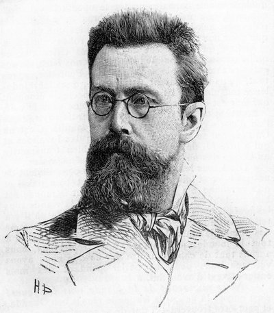निकोलस (निकोलाई) रिमस्की कोर्साकोव (रिम्स्की-कोर्साकोव) (1844-1908), रूसी संगीतकार। 1889 से उत्कीर्णन। द्वारा अज्ञात कलाकार
