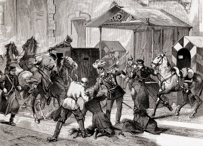 रूस में शून्यवाद - 1880 में ग्रेट मोस्काइया में अपने होटल के दरवाजे के बाहर एड डे कैंप, जनरल लोरिस मेलिकोफ (लोरिस-मेलिकॉफ) के खिलाफ हत्या का प्रयास - 19 वीं शताब्दी में रूसी निहिलिस्ट आंदोलन: काउंट एल पर हत्या का प्रयास द्वारा अज्ञात कलाकार
