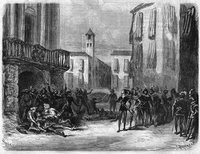 जूल्स बारबियर (1825-1901) और मिशेल कैरे (1821-1872) द्वारा ओपेरा "" रोमियो एट जूलियट ""। चार्ल्स गुनोद द्वारा संगीत (1818-1893)। पेरिस में ओपेरा थियेटर में खेलते हैं। "द इलस्ट्रस यूनिवर्स" में उत्कीर्णन द्वारा अज्ञात कलाकार