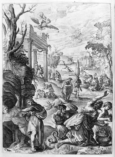 Ovide (Ovid) - पुस्तक १५ के लिए चित्रण - (Ovid's Metamorphoses book um Marks 15 th. Farnabii।) थॉमस फ़ार्नबी (फ़रनाब) द्वारा नोट (१५७५-१६४७) द्वारा अज्ञात कलाकार