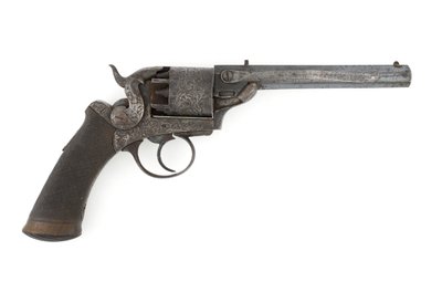 टक्कर साइड-हैमर रिवॉल्वर, संभवतः .38 इंच कैलिबर, c.1860s (रिवॉल्वर, पर्क्यूशन, साइड हैमर) द्वारा अज्ञात कलाकार