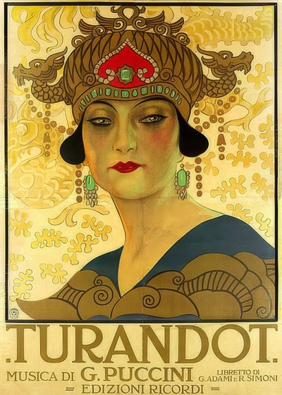 Teatro alla Scala में ओपेरा Turandot के लिए पोस्टर। 1926 द्वारा Unknown