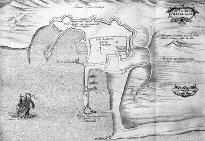 रोड्स की योजना (रोडोस) - "" वॉयेज डे लेवेंट में राजा की आज्ञा द्वारा वर्ष 1621 में बनाया गया", 1629 में संपादित (लुई XIII ले जस्टे के शासनकाल के तहत) द्वारा अज्ञात कलाकार