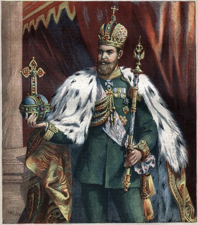 अलेक्जेंडर III (1845-1895) के पैर में पोर्ट्रेट, रूस के सम्राट 1892 की नक्काशी। द्वारा अज्ञात कलाकार