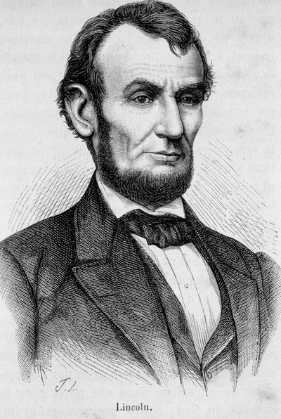 अब्राहम लिंकन का पोर्ट्रेट (1809 - 1865) संयुक्त राज्य अमेरिका के 16वें राष्ट्रपति (1861 - 1865) द्वारा अज्ञात कलाकार