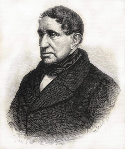 अकिल लियोन का पोर्ट्रेट विक्टर चार्ल्स डी ब्रोगली (1785 - 1870), ड्यूक ऑफ ब्रोगली। 19वीं सदी की नक्काशी। द्वारा अज्ञात कलाकार